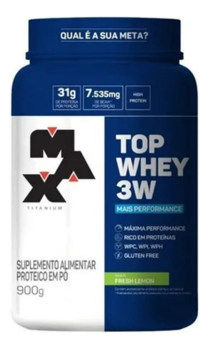 Suplemento Em Pó Max Titanium Top Whey 3w Mais Performance Proteínas Sabor Fresh Lemon Em Pote De 900g