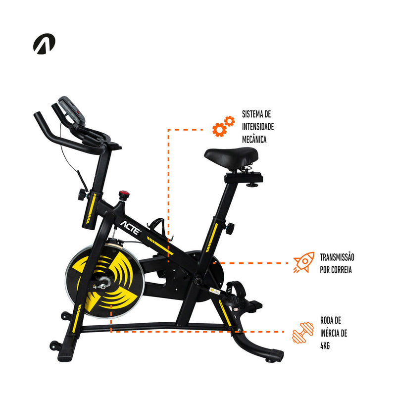 Bike Spinning 4.0 E32 Acte Sports Cor Preto/Amarelo