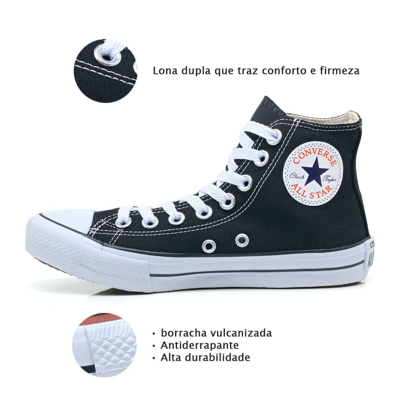 Combo 2 pares All Star cano alto Preto+Vermelho