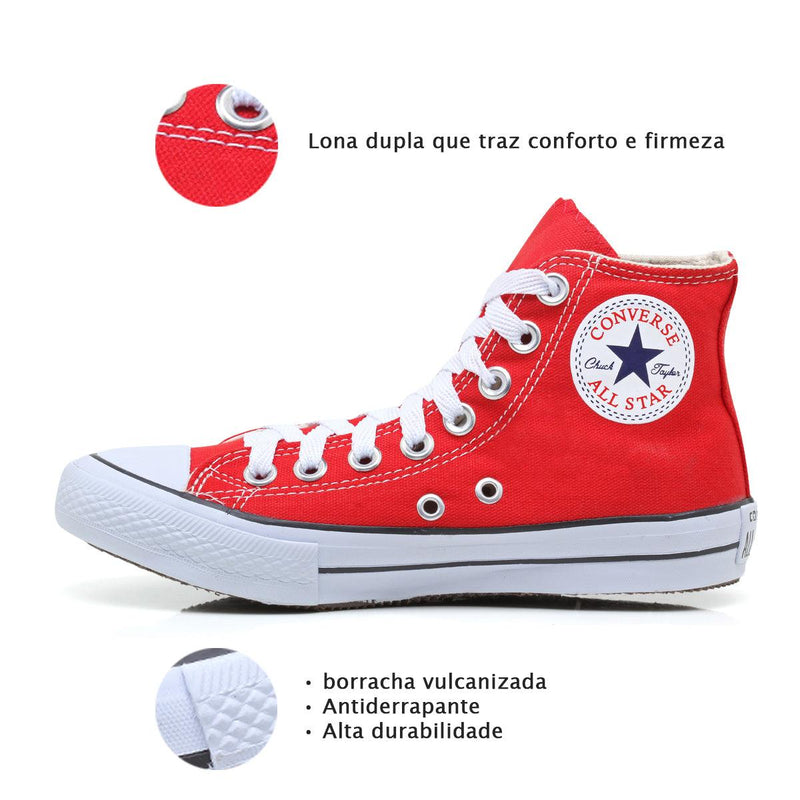 Combo 2 pares All Star cano alto Preto+Vermelho