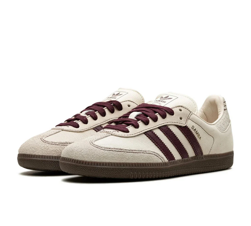 Adidas Samba OG 'Wonder White Maroon' Bege/Vinho