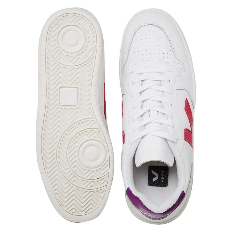 TÊNIS VERT V-10 COURO EXTRA BRANCO VERMELHO E ROXO